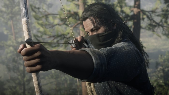 Man with bow and arrow in Red Dead Redemption 2