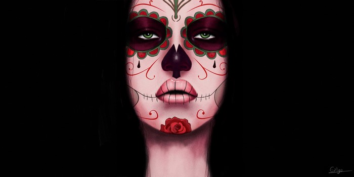 Woman with Dia de los Muertos face paint