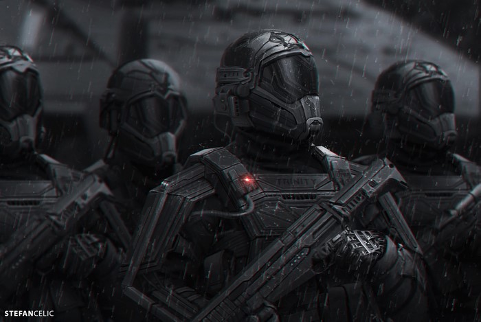 Futuristic Elite Soldiers in Sci-Fi Armor