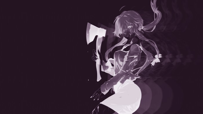 Gasai Yuno from Mirai Nikki with an axe