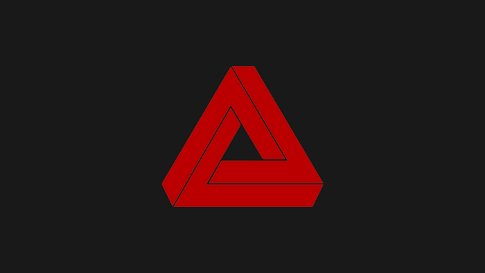 Red Penrose triangle on a black background