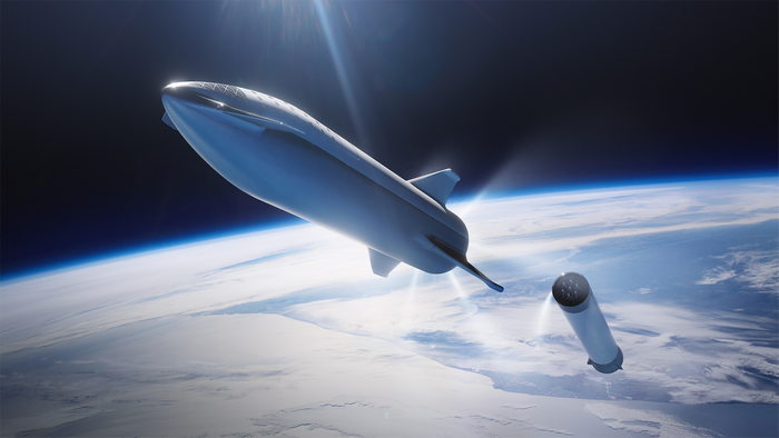 SpaceX Starship and booster in orbit