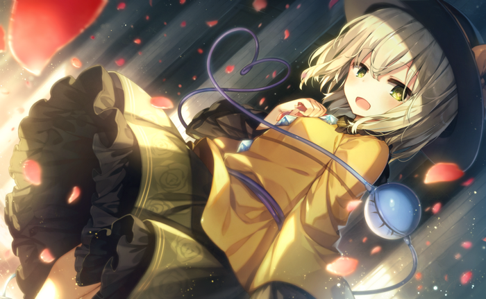 Anime girl with blonde hair and yellow dress