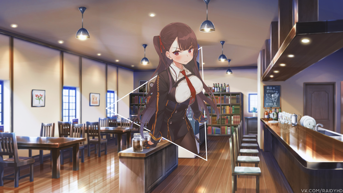 4K WA2000 from Girls Frontline in a cafe
