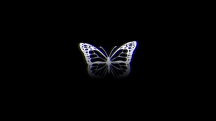 White butterfly with glitch effect on black background