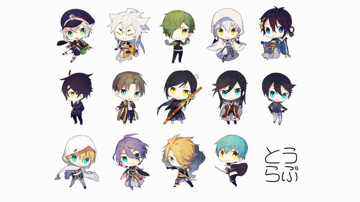 Chibi anime characters in various outfits