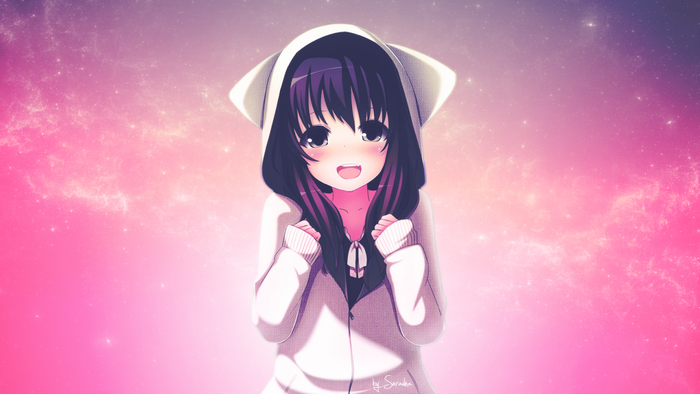 Anime girl with cat ears hoodie