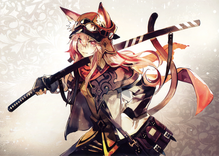 Anime girl with fox ears and swords