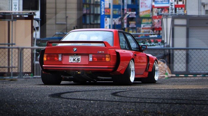 Red Widebody BMW E30 M3 with Bolt-on Fender Flares