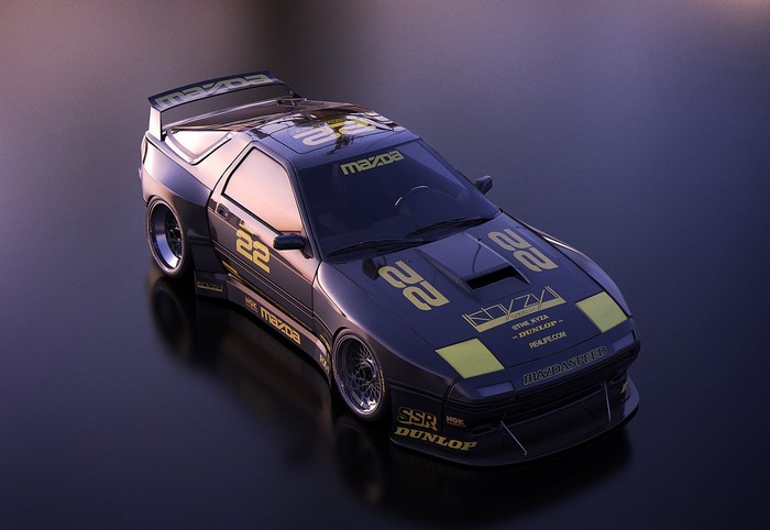 Mazda RX-7 FC widebody render by Khyzyl Saleem