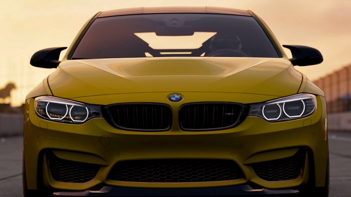 Yellow BMW M4 GTS front view