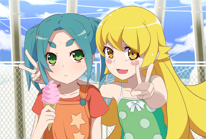 Oshino Shinobu and Ononoki Yotsugi from Monogatari Series