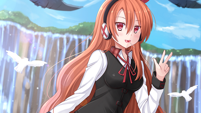 Chelsea from Akame ga Kill! with a lollipop