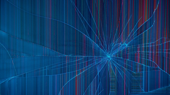 Abstract cracked screen with vertical lines