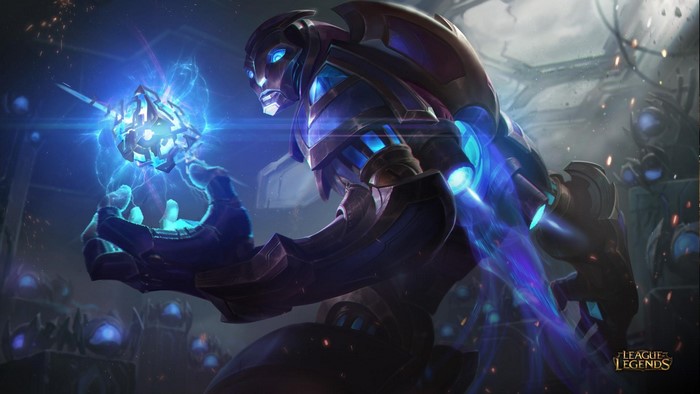 Malzahar from League of Legends holding a void crystal