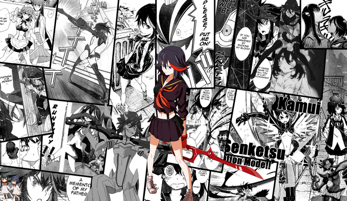 Matoi Ryuko and Senketsu from Kill la Kill manga collage