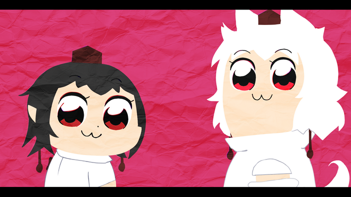 Pop Team Epic characters on pink background