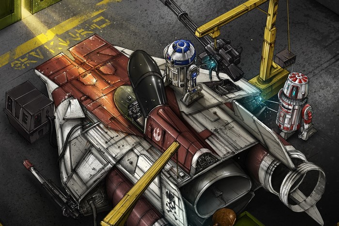 Star Wars A-Wing Starfighter with R2-D2 Droids