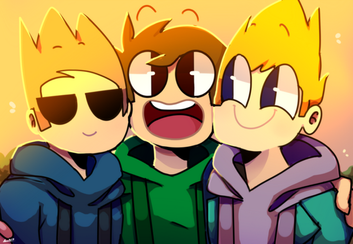 Eddsworld Characters Matt, Tom, and Edd Smiling