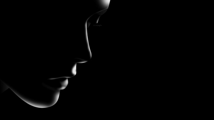 closed eyes, profile, women, digital art, minimalism, silhouette, dark ...