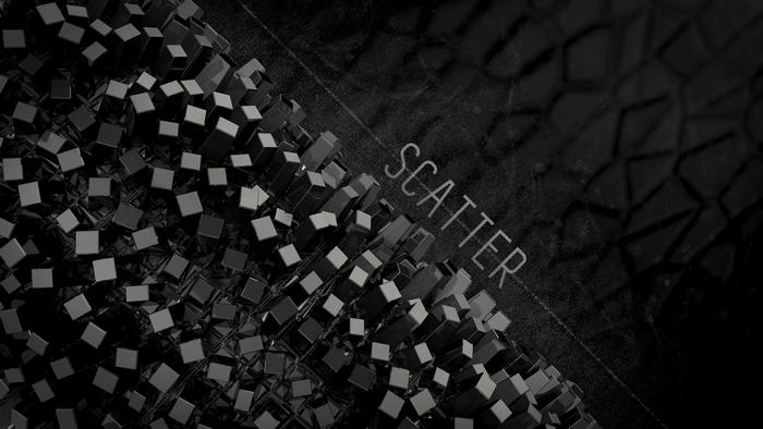 Abstract 3D Scatter Cubes with Polygon Texture