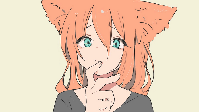 Anime girl with cat ears and turquoise eyes