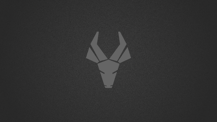 Minimalist geometric antelope logo on dark background