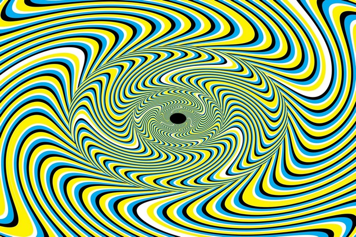 Abstract optical illusion with swirling colors