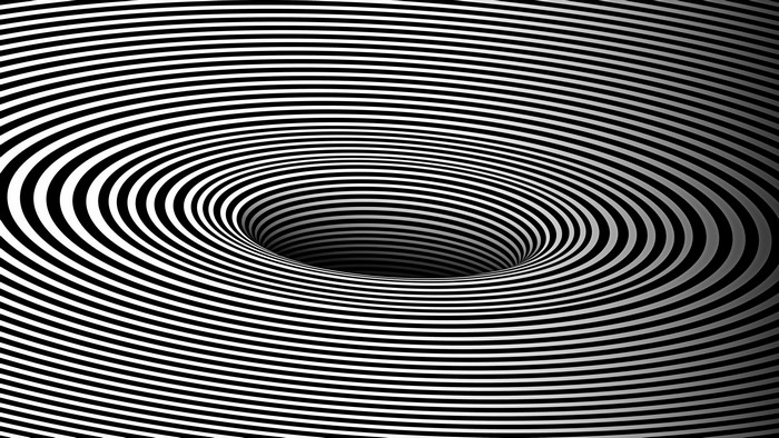 Monochrome optical illusion of a black hole