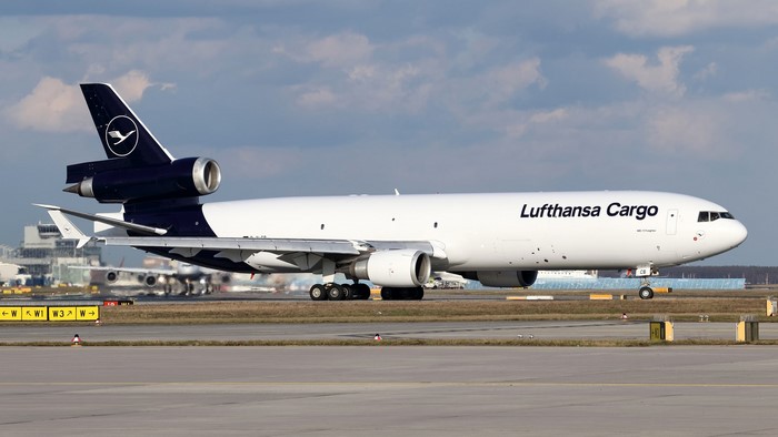 Lufthansa Cargo MD-11 on the runway