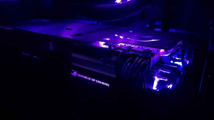 ASUS Republic of Gamers graphics card with RGB lighting