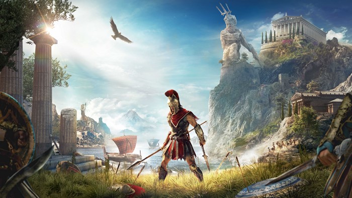 Alexios from Assassin's Creed Odyssey in ancient Greece