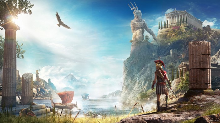 Kassandra from Assassin's Creed Odyssey in ancient Greece