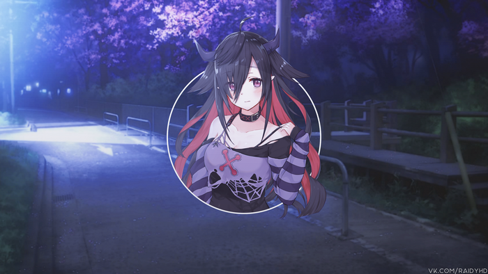 Anime girl with horns and gothic outfit