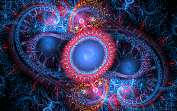Abstract fractal art with blue and red colors