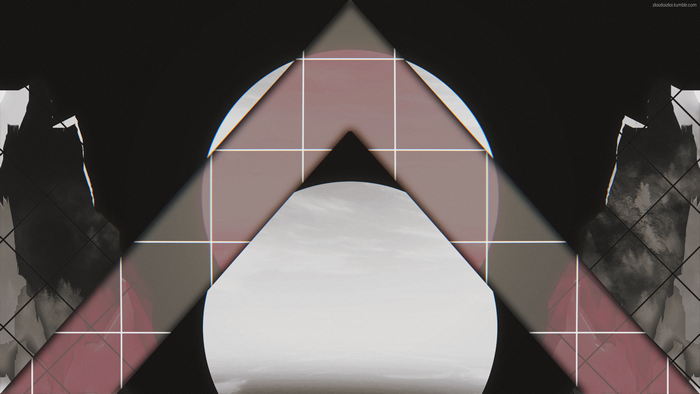 Abstract digital art with triangles and glitch effects