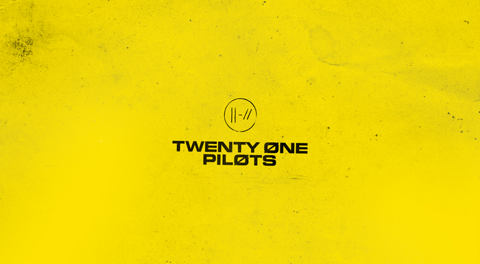 Twenty One Pilots logo on yellow background