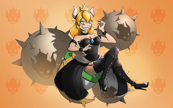 Bowsette from Super Mario with spiked balls