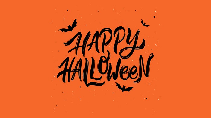 Happy Halloween typography with bats