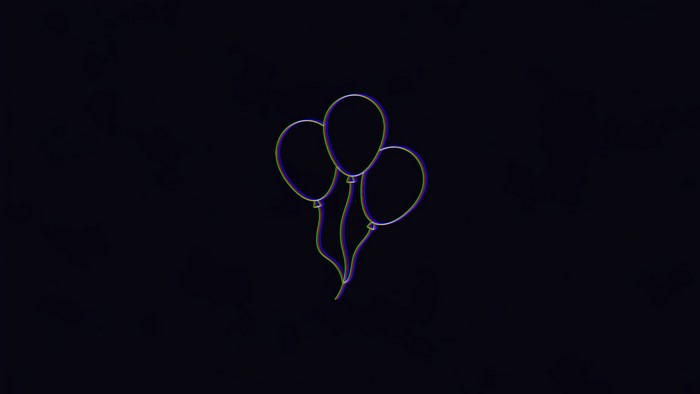 Minimalist outline of three balloons on a dark background