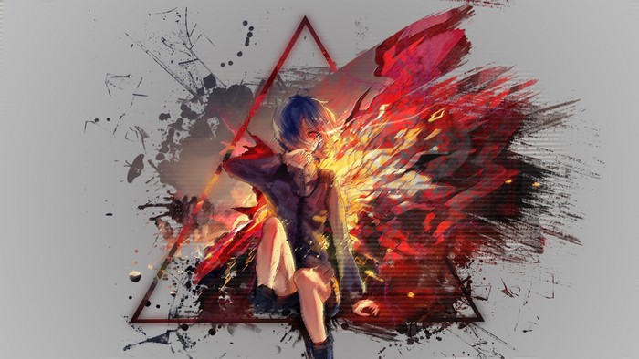 Touka Kirishima from Tokyo Ghoul with red wings