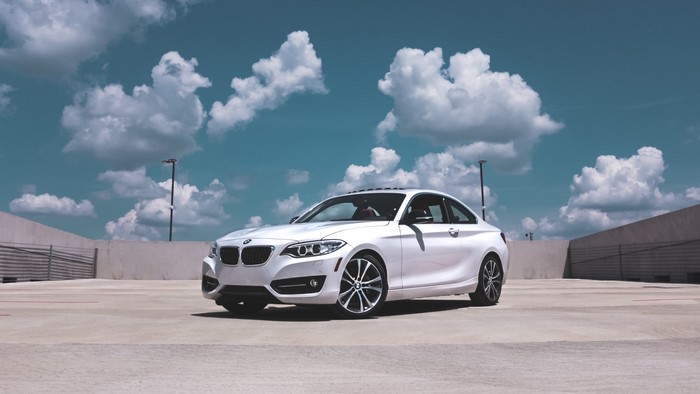 White BMW 2 Series Coupe on Parking Lot