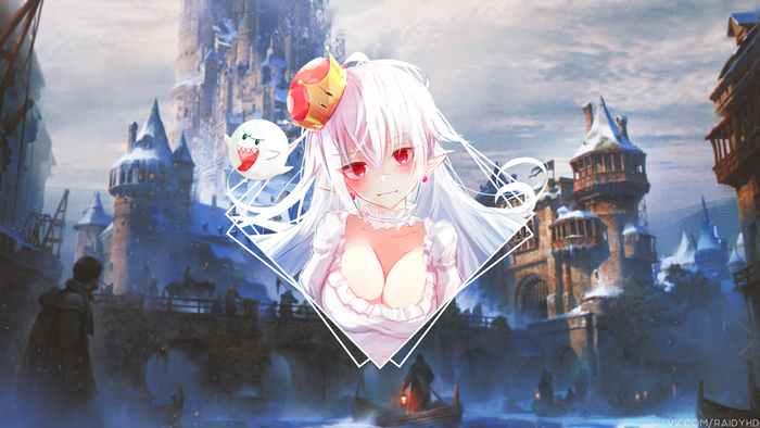 Boosette from Super Mario with Boo in winter castle