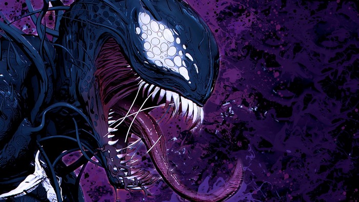 Venom from Marvel Comics, close-up profile