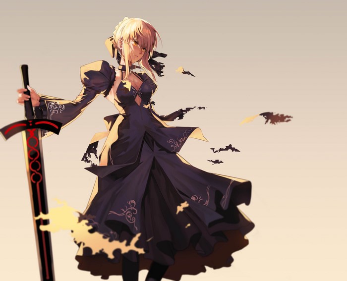 Saber Alter from Fate/Stay Night holding Excalibur Morgan