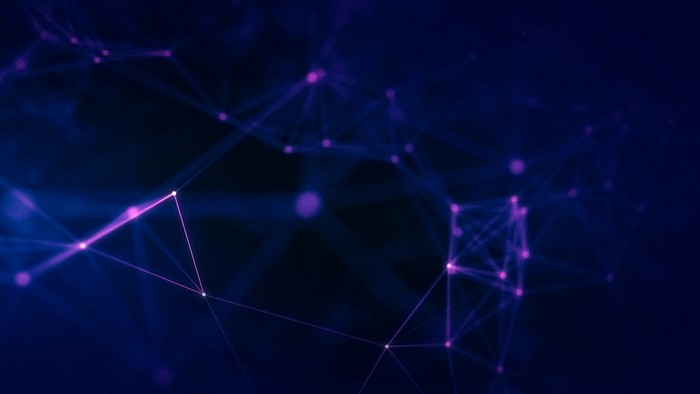 Abstract digital art with purple geometric network