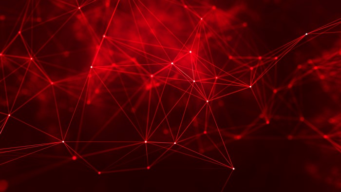 Abstract red digital network geometry 4K