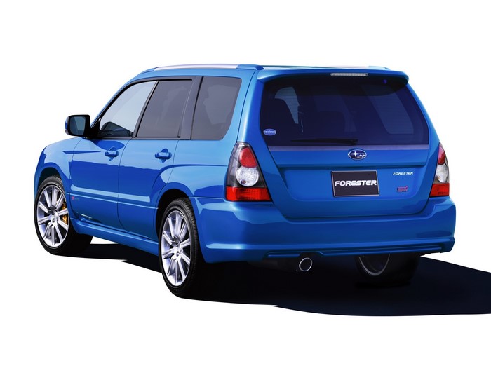 Blue Subaru Forester STi rear view