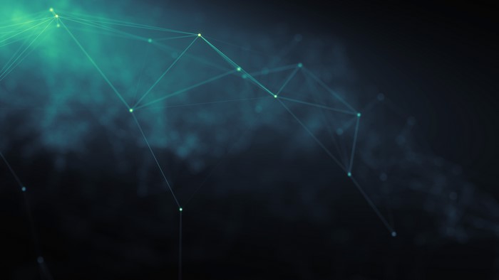 Abstract Cyan Geometry Network 4K