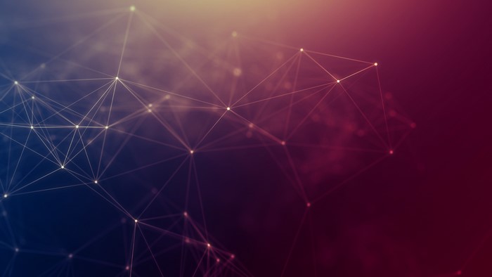 Abstract network of glowing lines and nodes